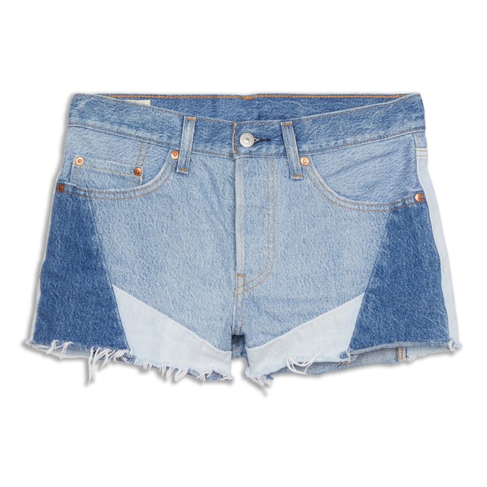 Levi’s 501 Mid-Rise Blue Denim Color Block Cutoff Shorts Denim Jean Shorts Sz 26